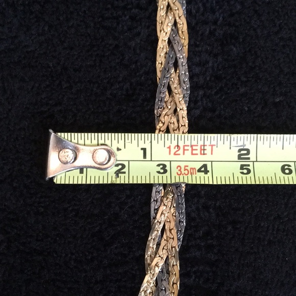 Crown Logo USA Gunmetal Silver and Gold Toned Thick Chain Necklace - Picture 12 of 13